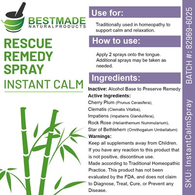 Label (Rescue Remedy (instant Calm) Spray)